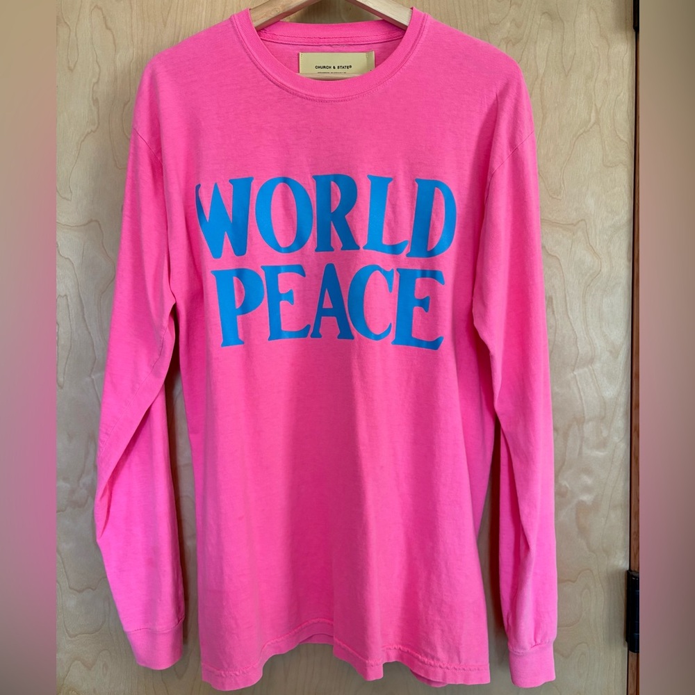 Church & State World Peace Printed Long Sleeve Tee. Unisex. Size 2/M.